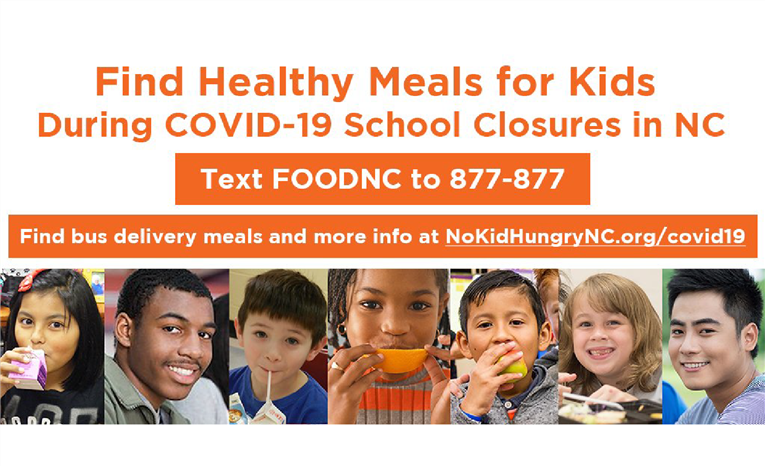  You can now text FOODNC to 877-877 to find meals for kids near you in NC.