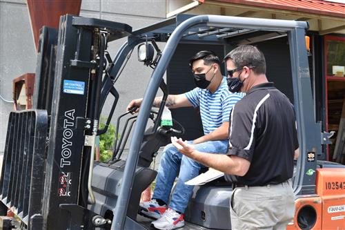 Forklift training for students. 